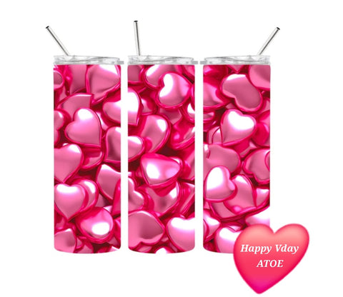 3D Pink Hearts